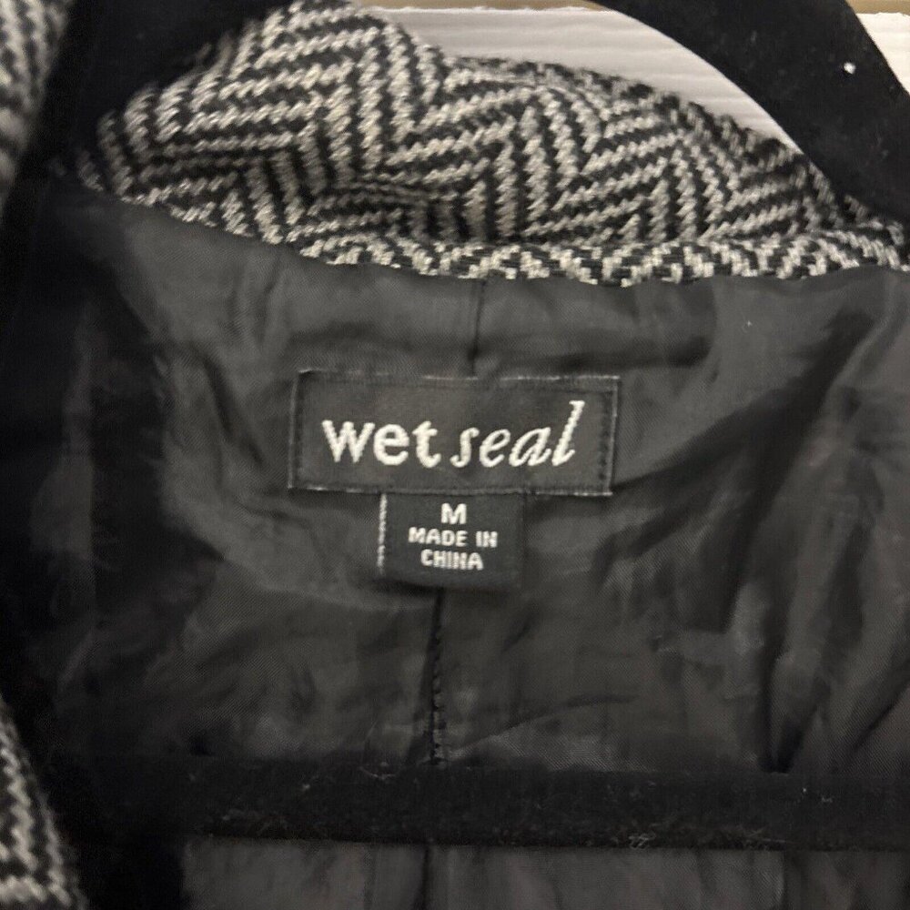 Wet Seal Womens Jacket Cropped Brown embroidered 2 buttons30% wool Size M - Picture 6 of 8